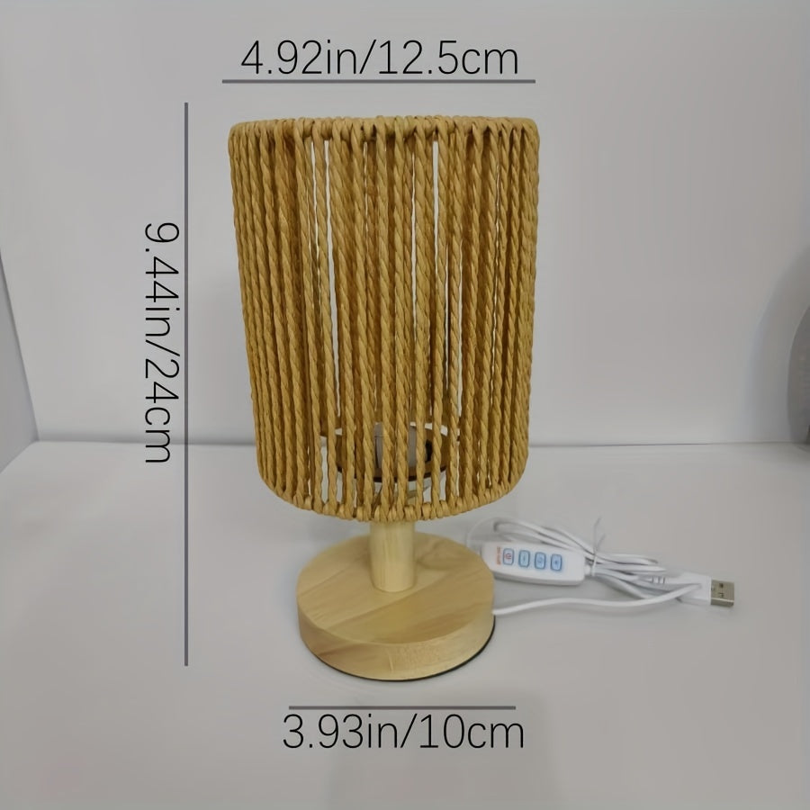 BarrelGlow Lamp - Wooden Design with Striped