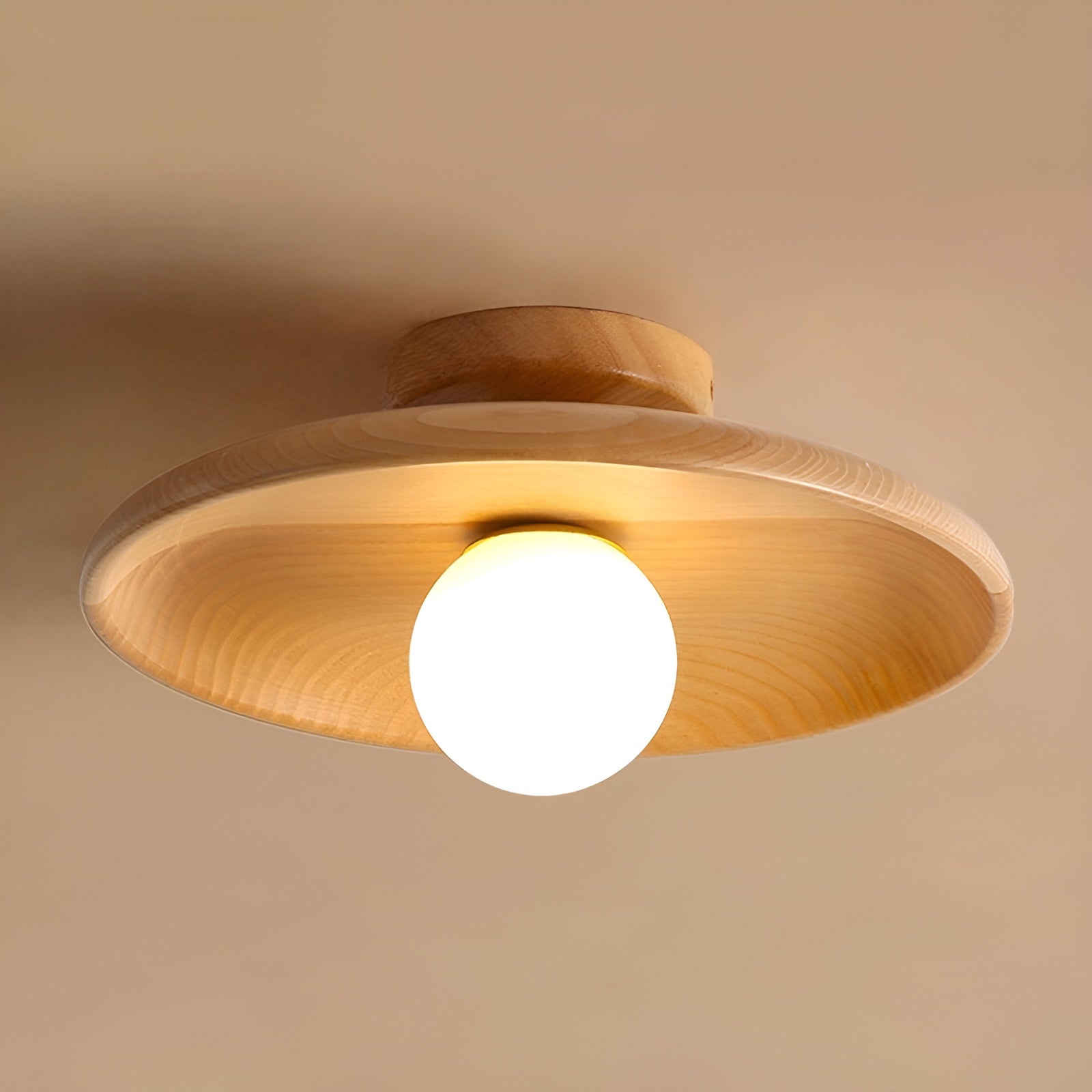Elegant Wooden Wabi Sabi Ceiling Lamp with LED - WoodBliss