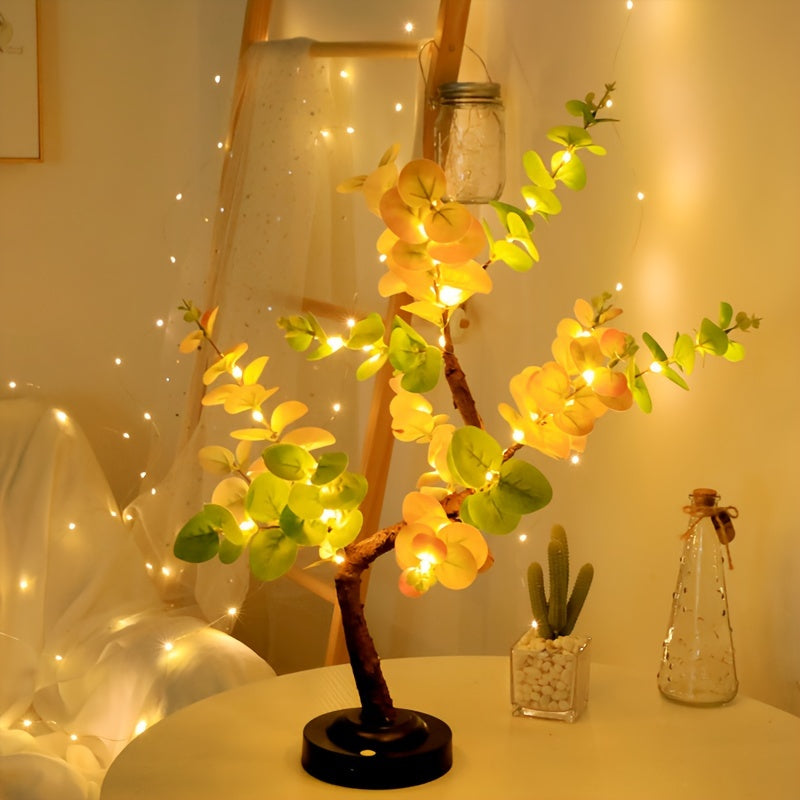 EucalyptusGlow Tree - LED Bonsai Lamp with Rechargeable Power