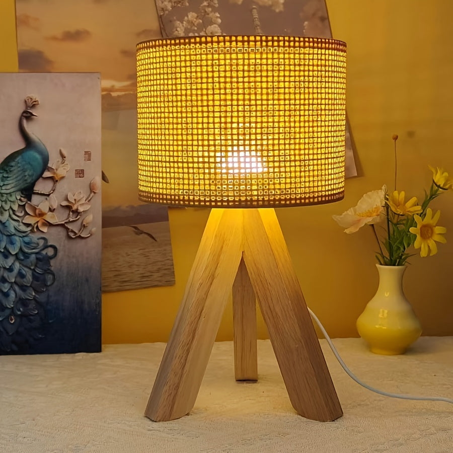 DecoGlow Lamp - Wooden Table Lamp with USB Charger