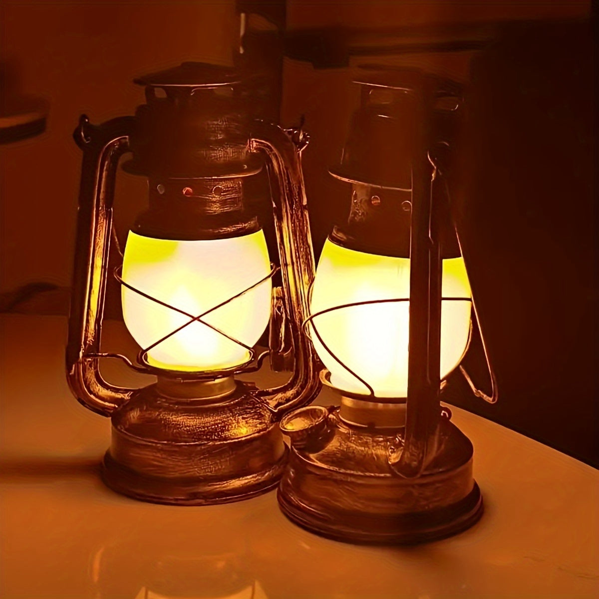 RetroGlow Lantern – Vintage LED Lamp with Flame Effect