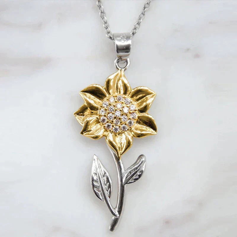 Elegant sunflower necklace in silver gold