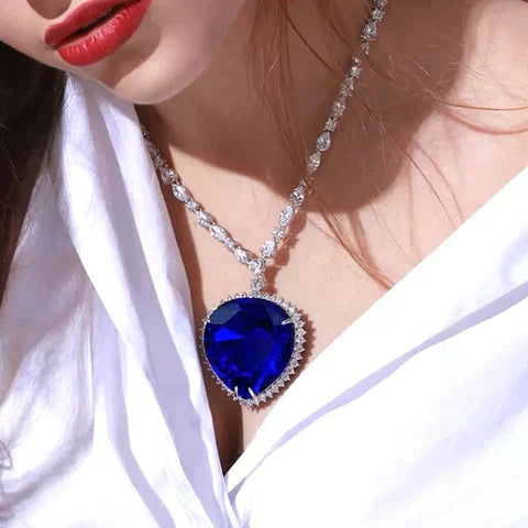 Tempting Blue Crystal Heart Necklace | Timeless Elegance and Style