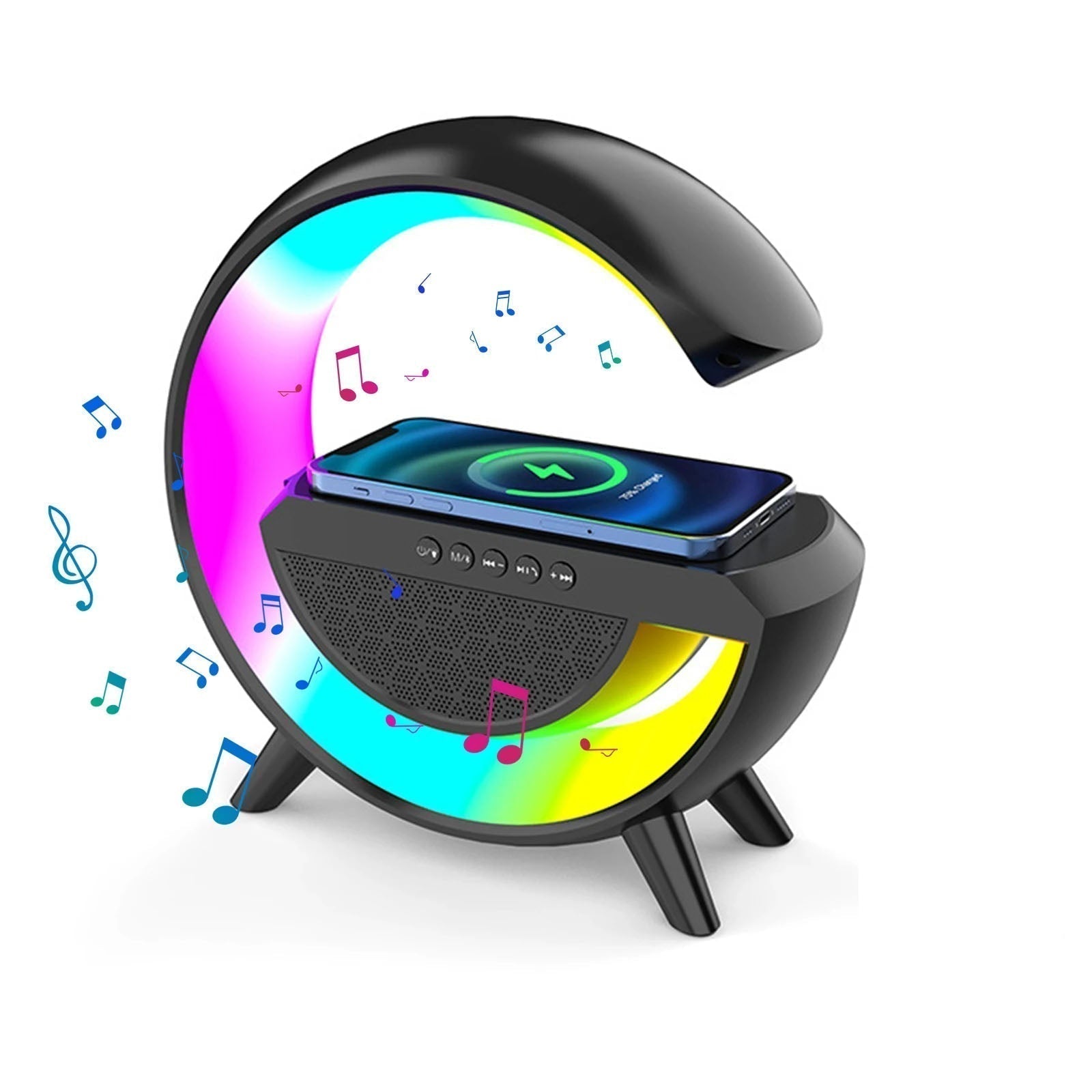 GlowHub - Multifunctional Rechargeable Speaker with Alarm Clock and Mood Light