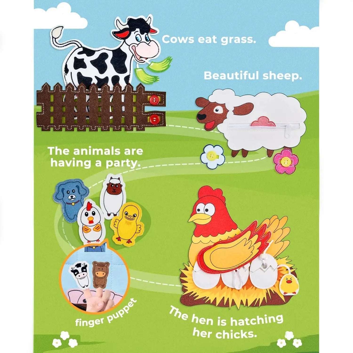 Creative Reading Book with Farm Animals - For Toddlers and Preschoolers