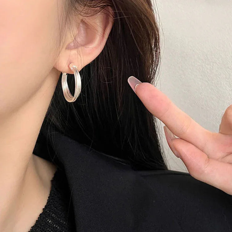 Amelie Layered Lines Earrings - Elegant Hoops