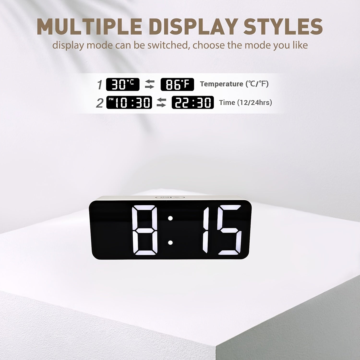 TimeGlow – Elegant LED Alarm Clock with Dimming Function
