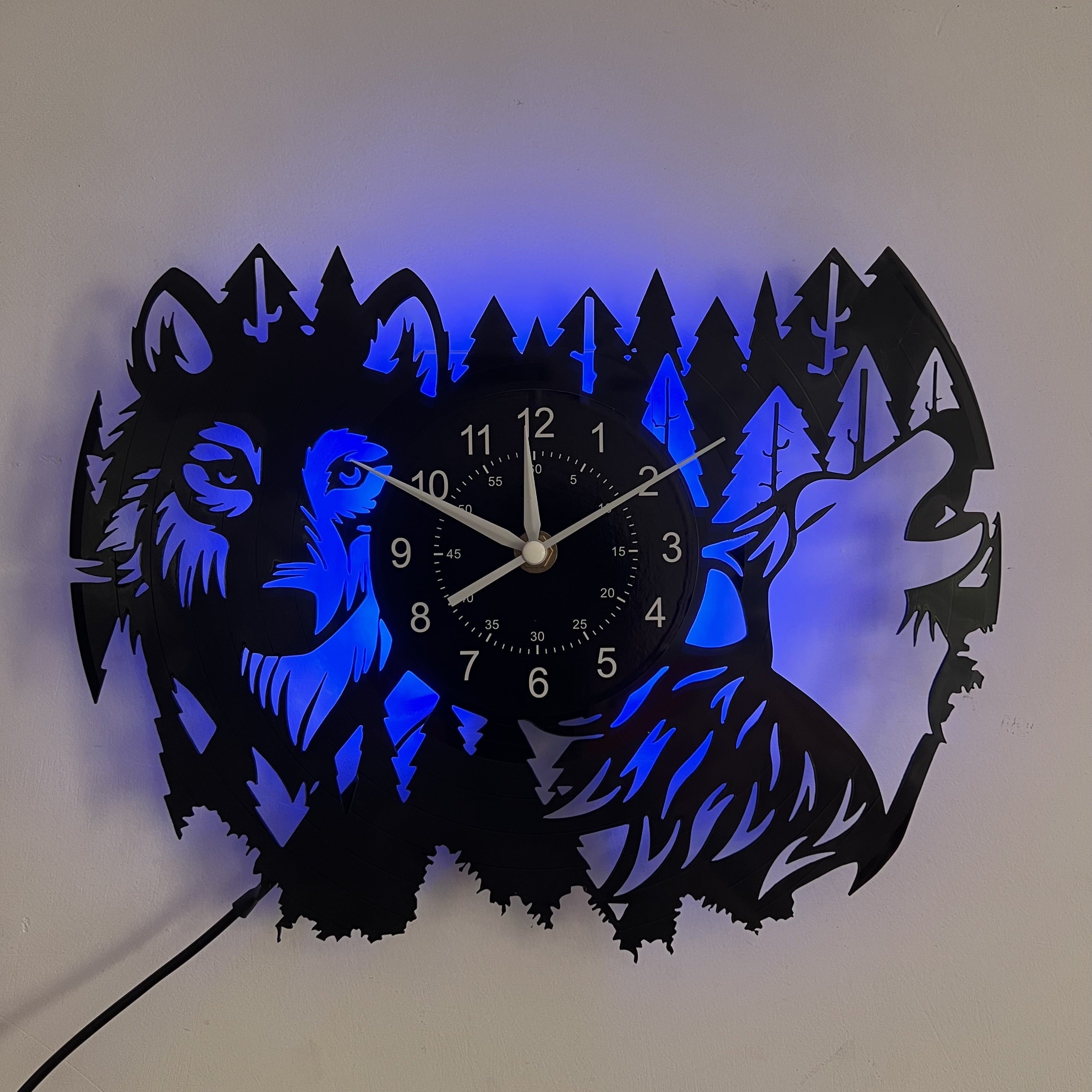 HuskyVinyl Clock – Rustic Wall Clock with Husky Design