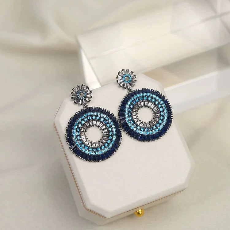 Elegant Silver Earrings with Evil Eye - Layla Collection