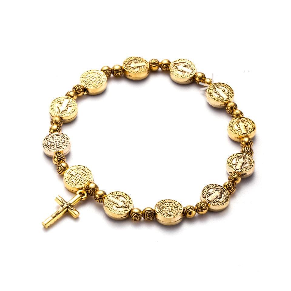 Luxe Gold and Silver Christian Cross Bracelet - Solana Elegant Design
