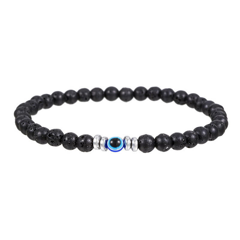 Carefully Crafted 4mm Natural Stone Bracelet with Evil Eye - Thor Edition for Men