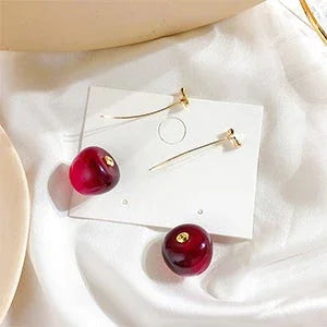 Floral Red Cherry Earrings - A Touch of Elegance