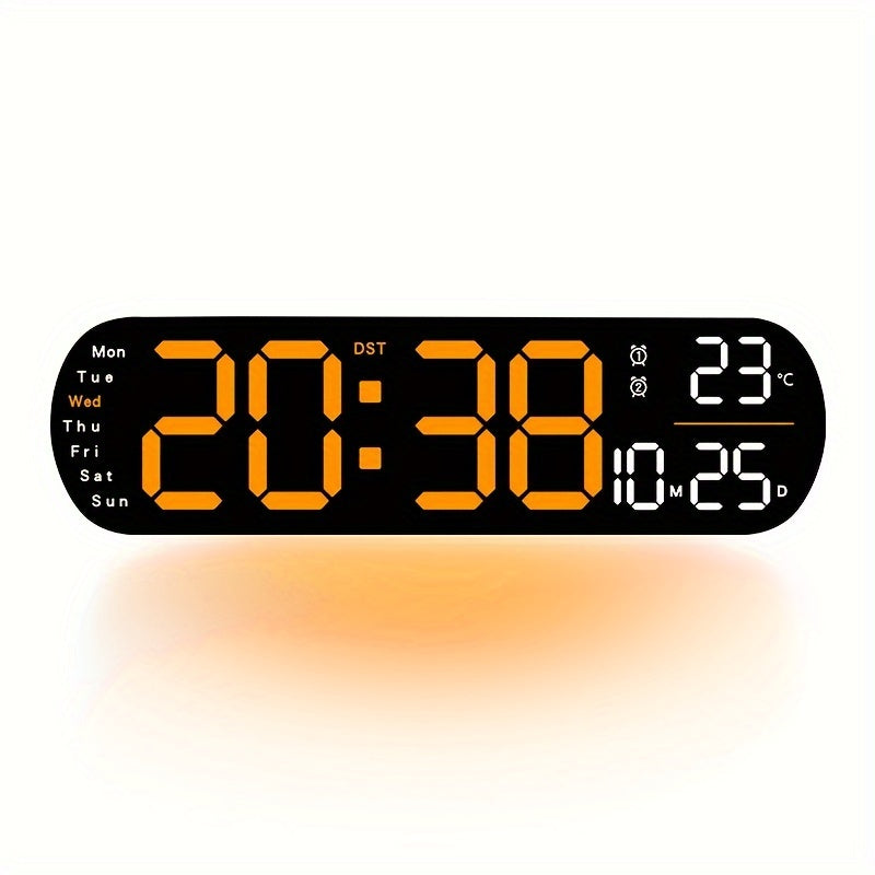 LumoView Clock - Stylish LED Wall Clock with Date & Temperature