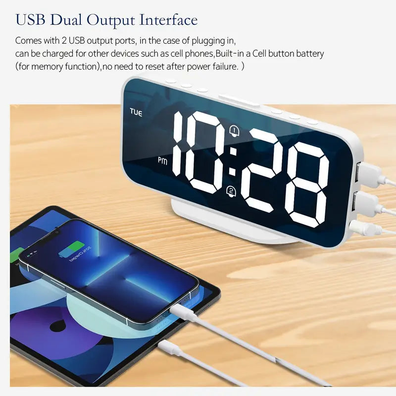 MirrorTime Clock - Stylish LED Mirror with USB Charging
