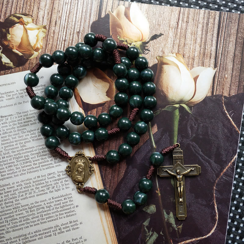 Celeste Holy Medallion Cross Pendant with Rosary Necklace - A Spiritual Jewelry