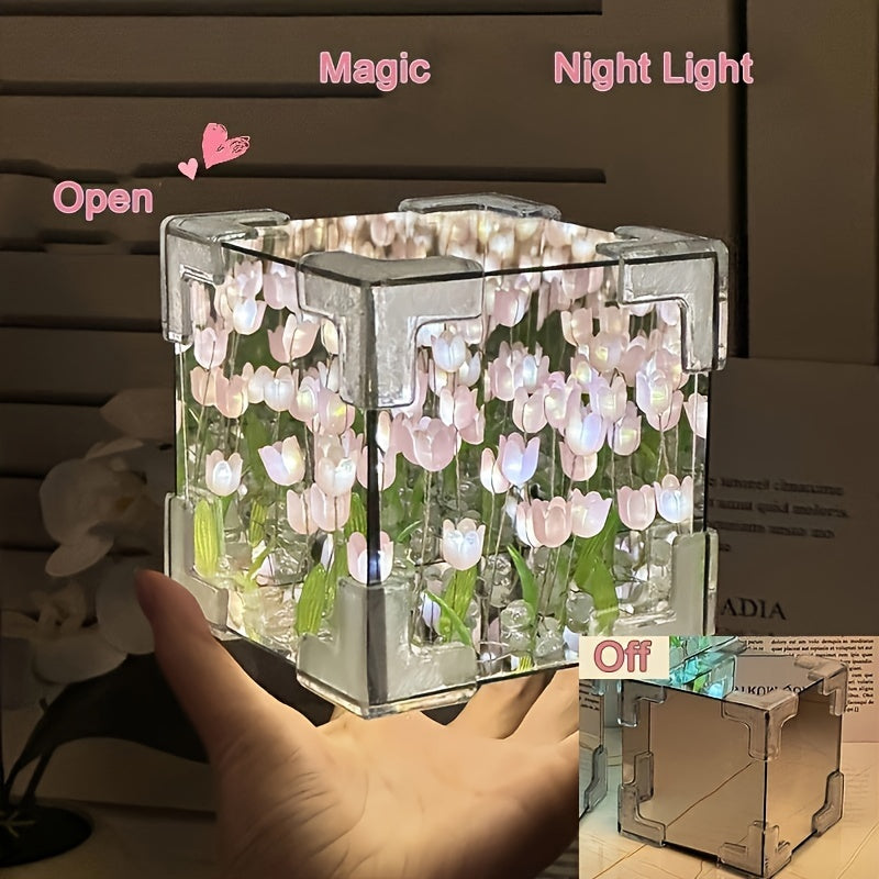 TulipGlow - Elegant Tulip LED Night Light with Mirror