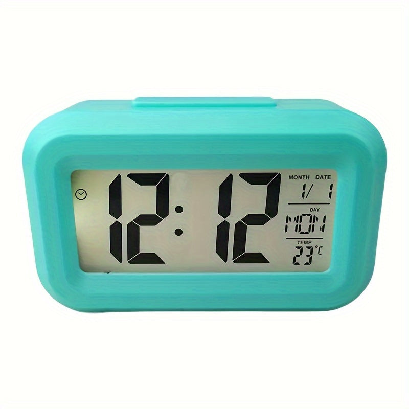 SmartAlarm Clock – Compact LCD Alarm Clock with Sound and Temperature