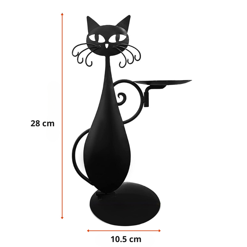 Midnight Panther - Mysterious Black Cat Candle Holder