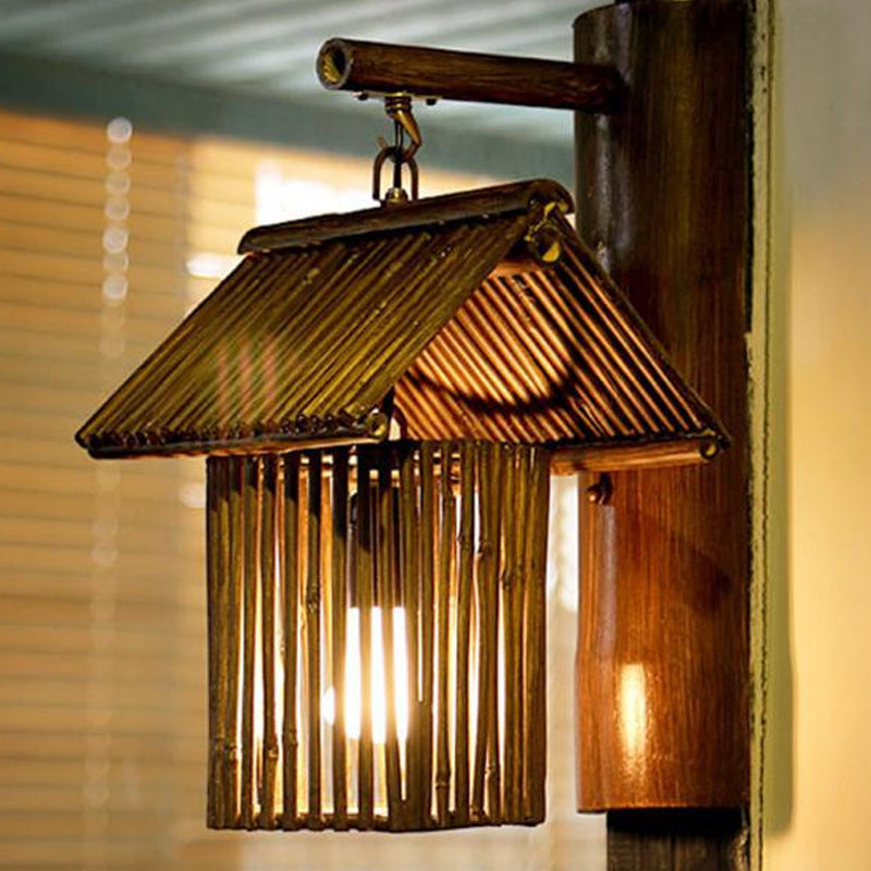 BambooLuxe – Handmade Wall Lamp in Coffee Brown