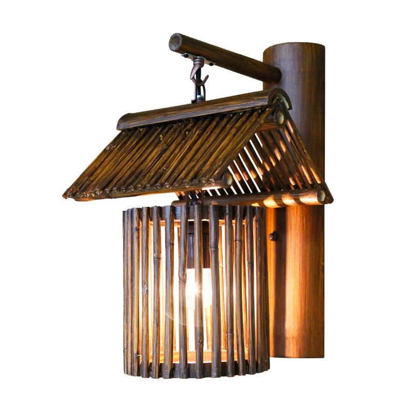 BambooLuxe – Handmade Wall Lamp in Coffee Brown