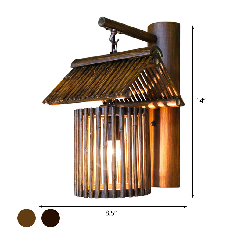 BambooLuxe – Handmade Wall Lamp in Coffee Brown