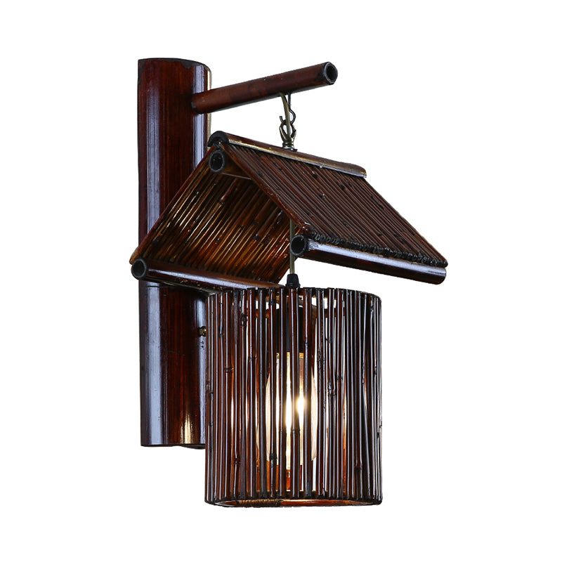 BambooLuxe – Handmade Wall Lamp in Coffee Brown