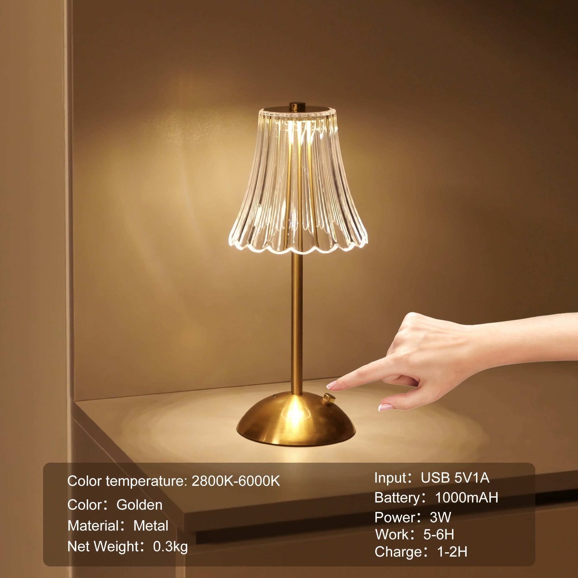 Crystaluxe Lamp - LED Crystal Table Lamp with Touch Function