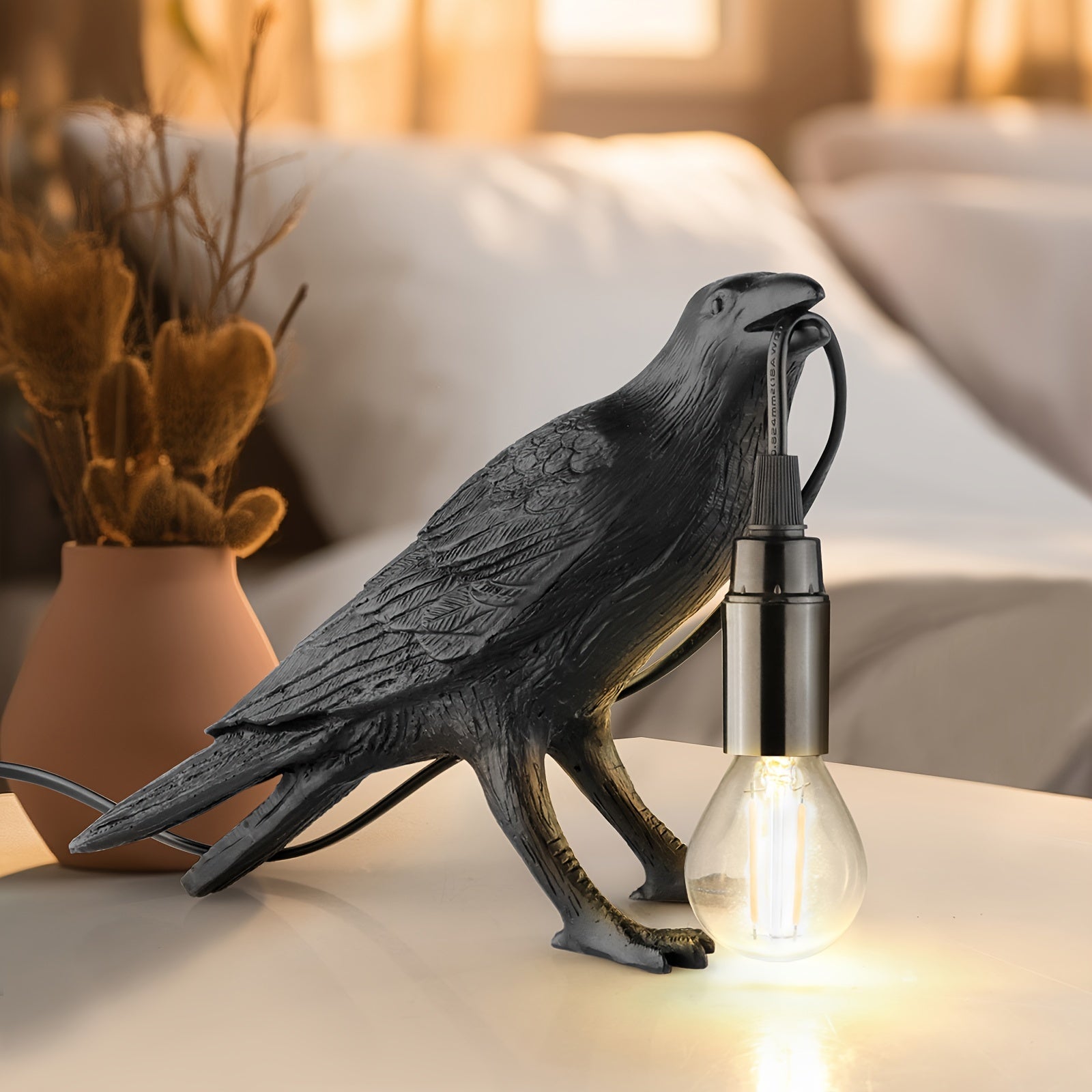 RavenLicht Lamp - Elegant Raven Table Lamp with USB