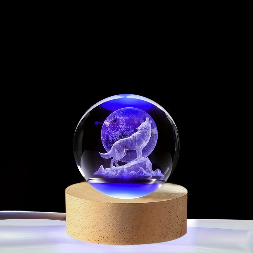 WolfLamp – 3D Varg Snöglob LED Nattlampa