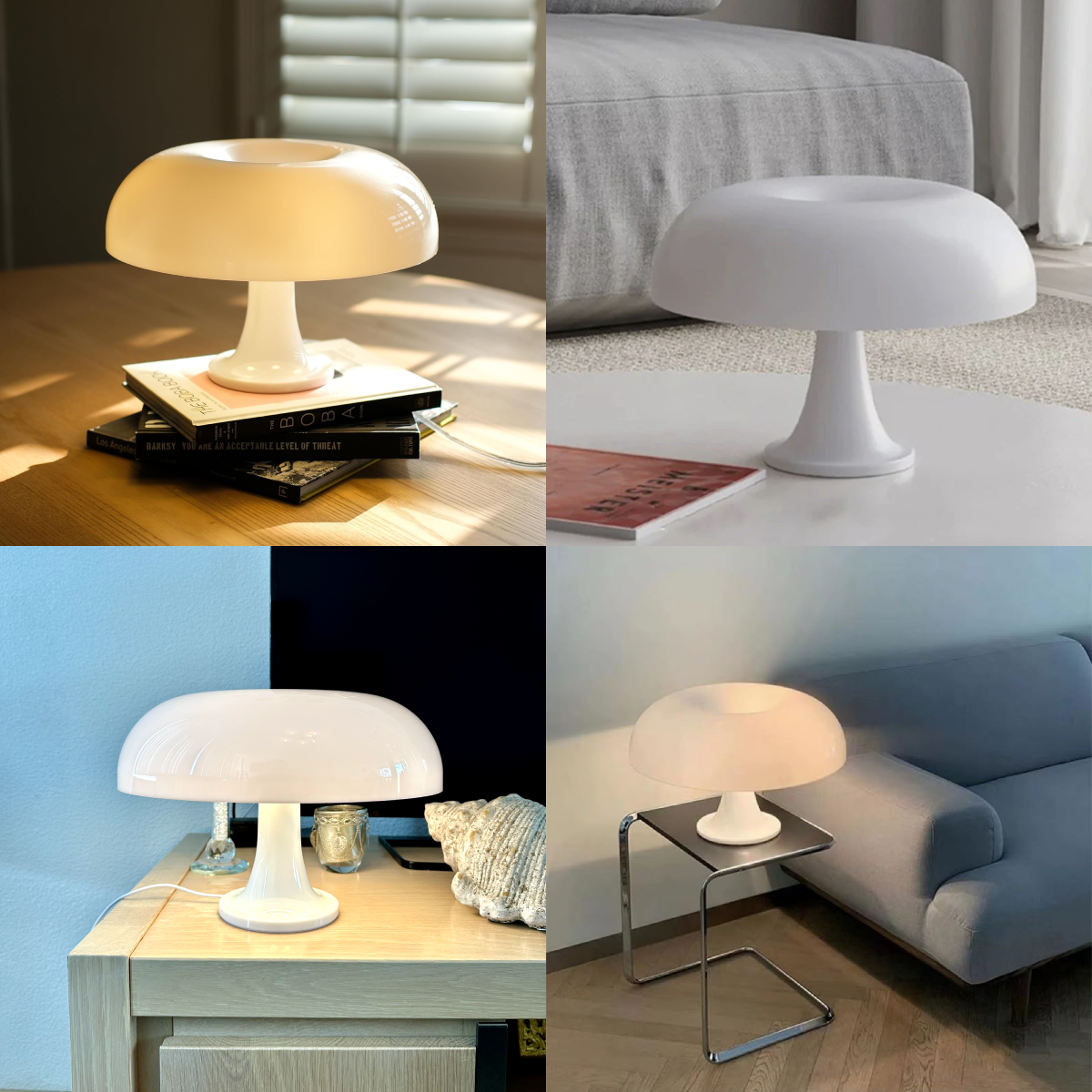 PoussesBlanches – Elegant White LED Mushroom Lamp