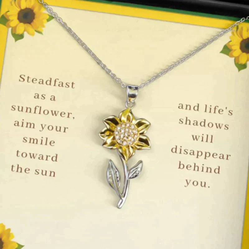 Elegant sunflower necklace in silver gold