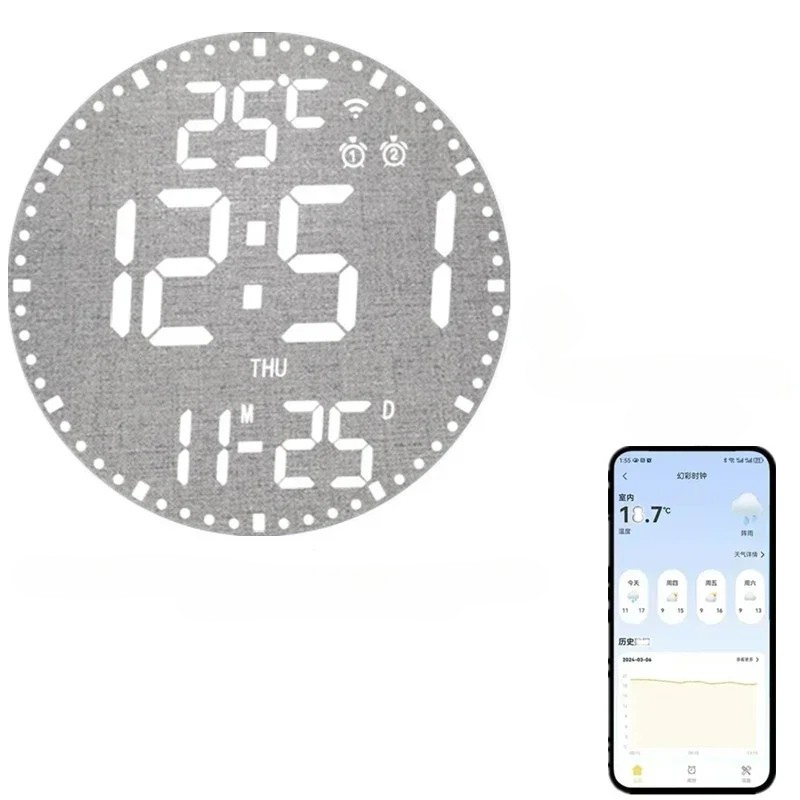 WiFiTime Clock - Sleek LED Alarm Clock with Calendar