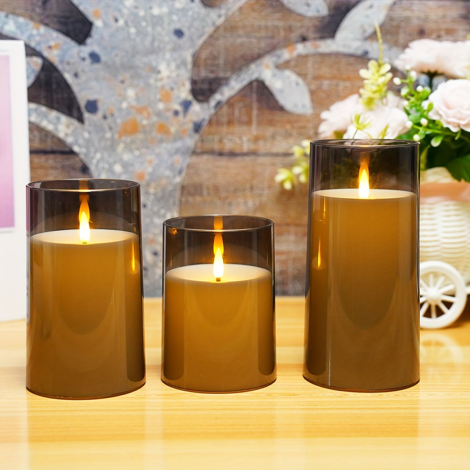 FlamelessGlow – Grey LED candle with timer