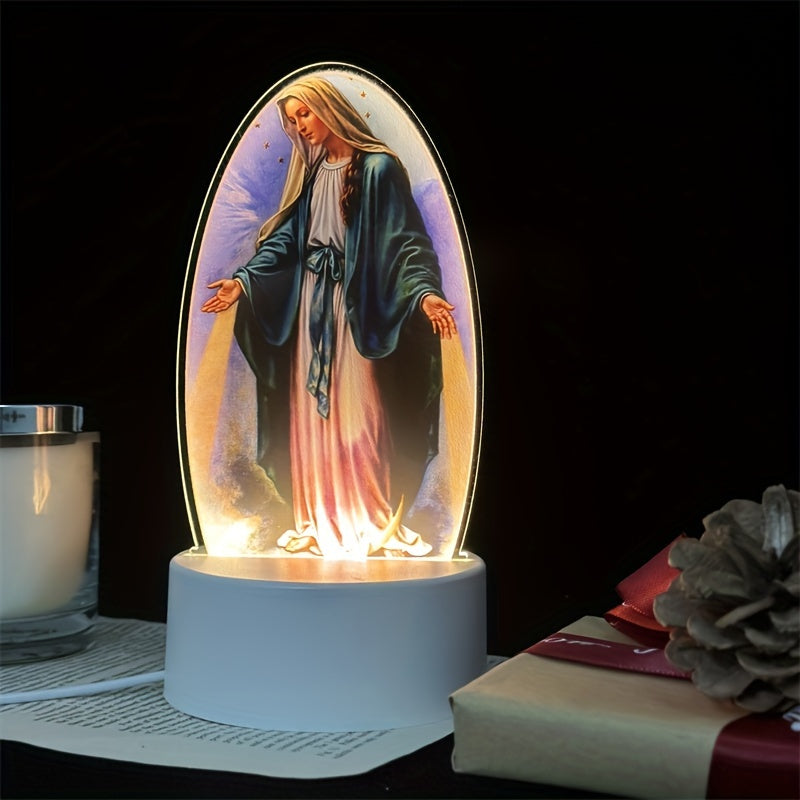 DivineGlow Night Light - LED Virgin Mary with Acrylic