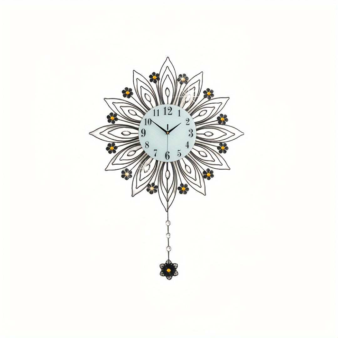 GoldenBloom Clock - Luxurious Silent Wall Clock with Flowers