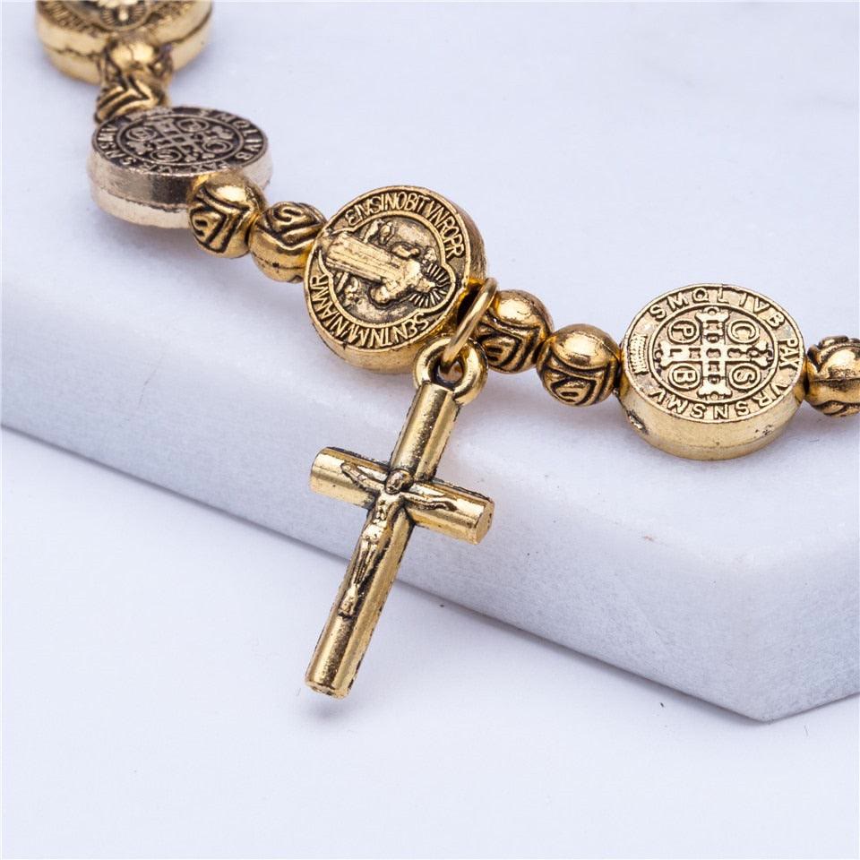 Luxe Gold and Silver Christian Cross Bracelet - Solana Elegant Design