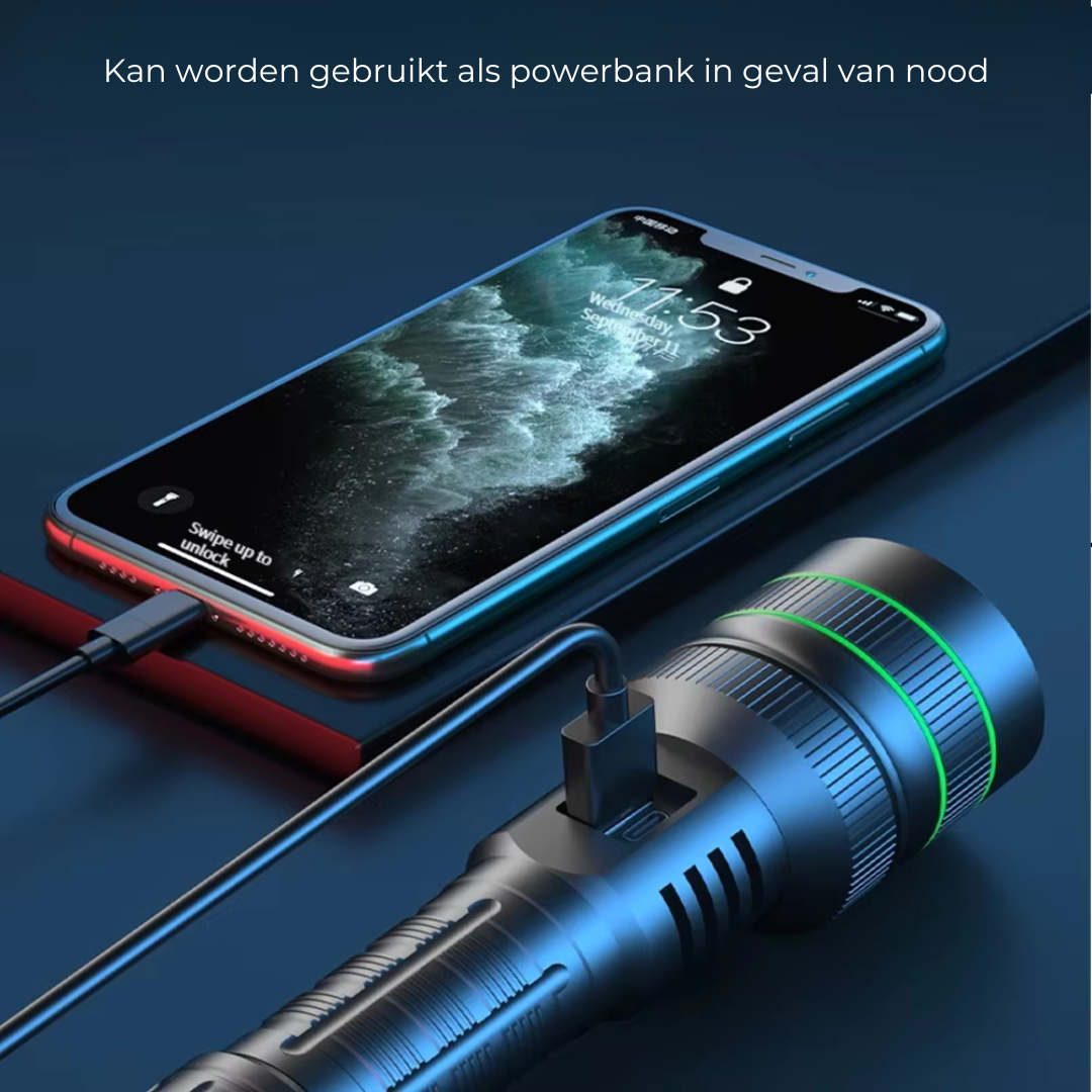 PowerBeam - Powerful LED flashlight with zoom function