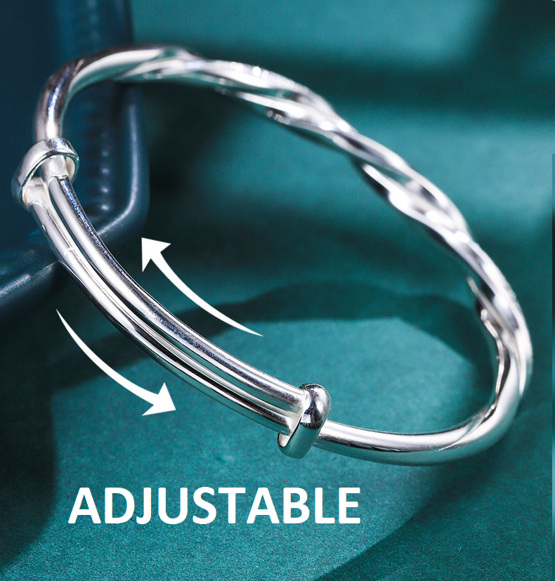 Elegant twisted silver bracelet
