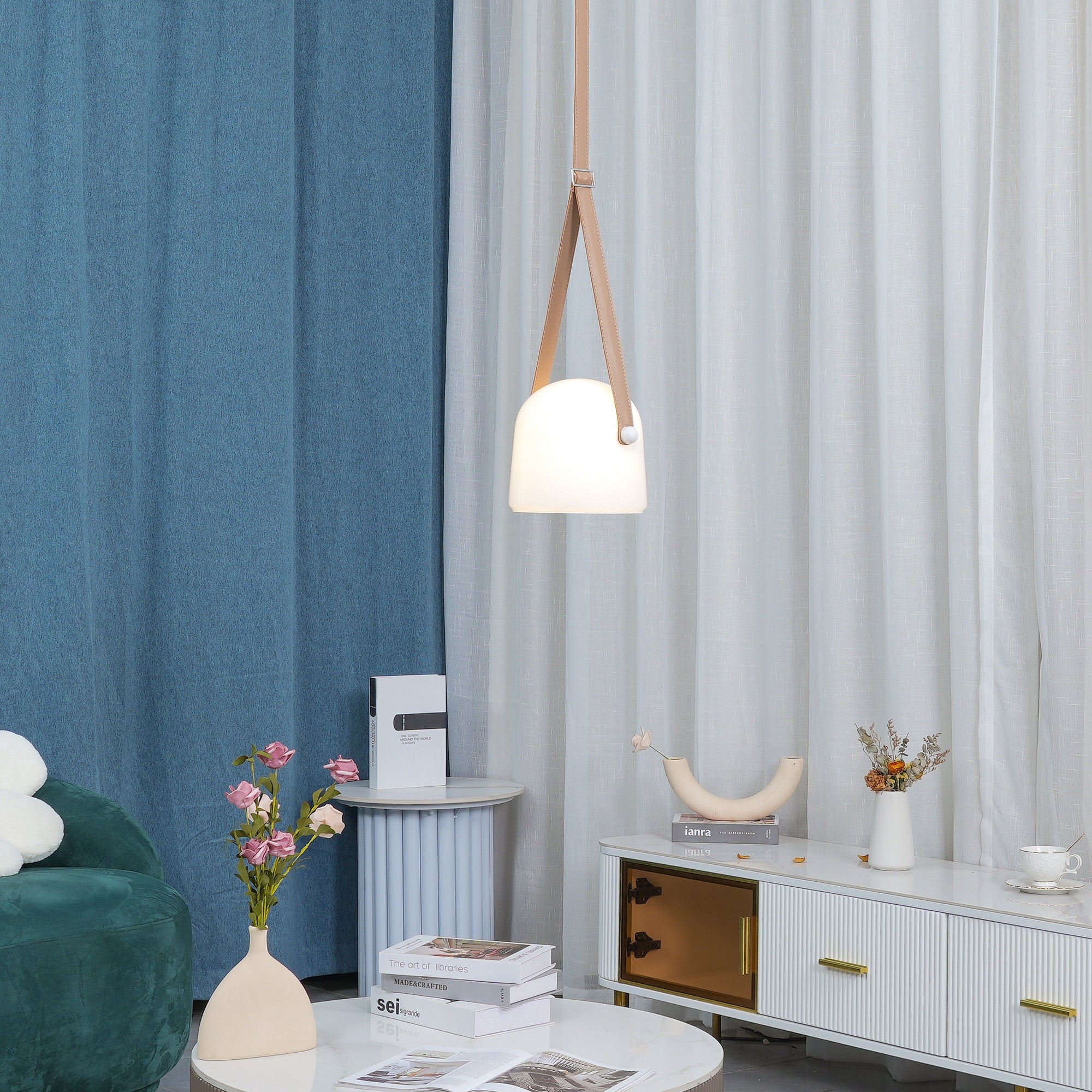 LunaMona Ceiling Lamp - Modern Hanging Lamp in Metal and Glass