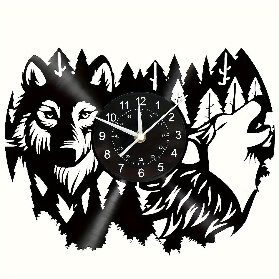 HuskyVinyl Clock – Rustic Wall Clock with Husky Design