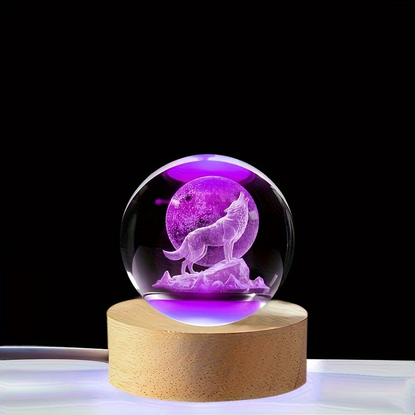 WolfLamp – 3D Varg Snöglob LED Nattlampa