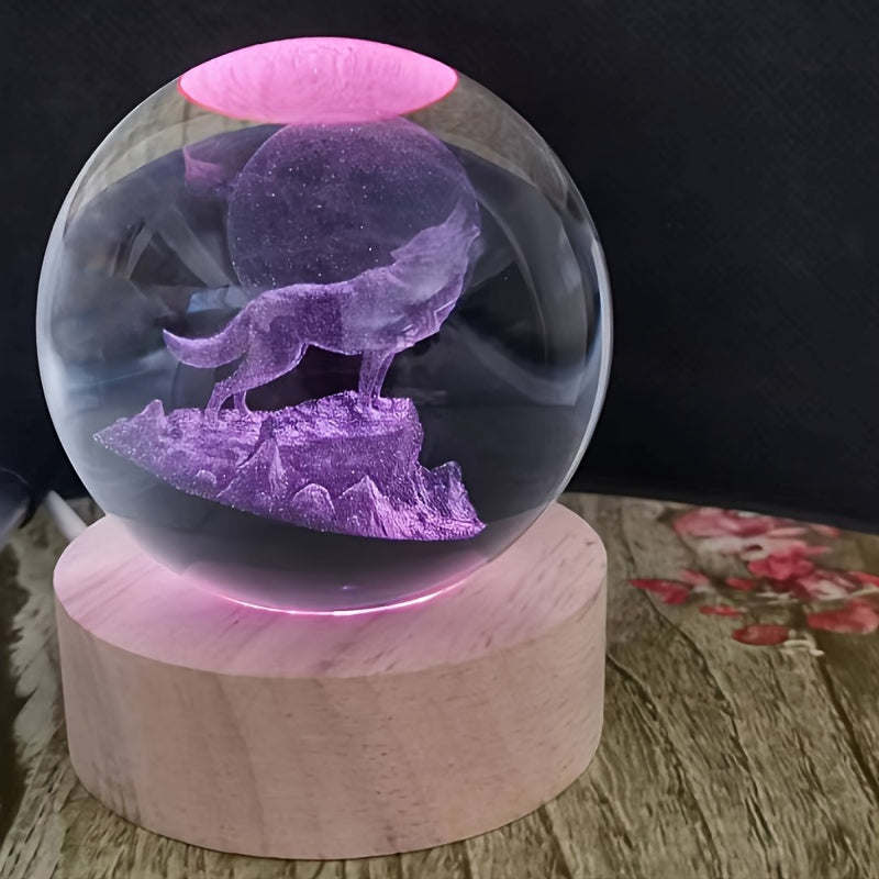 WolfLamp – 3D Varg Snöglob LED Nattlampa