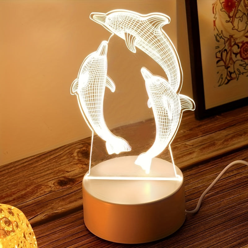 GeoDolphin - Trendy 3D Illusion Table Lamp