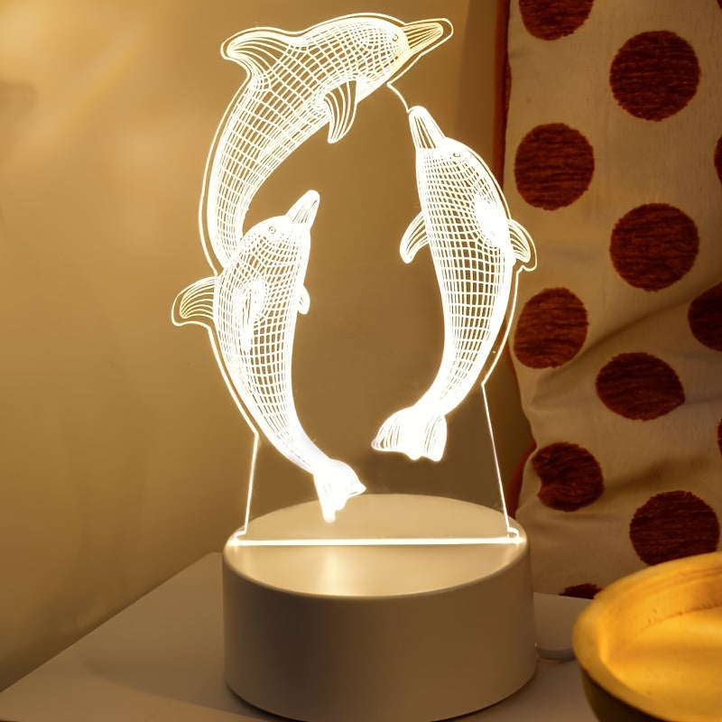 GeoDolphin - Trendy 3D Illusion Table Lamp