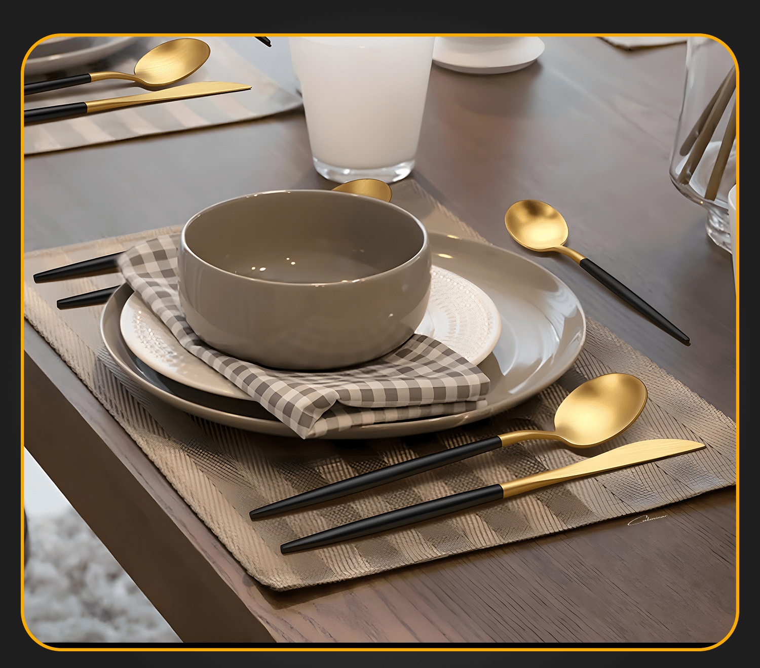 RoyalServe - Luxury Black Gold Cutlery Set for Lighthouse