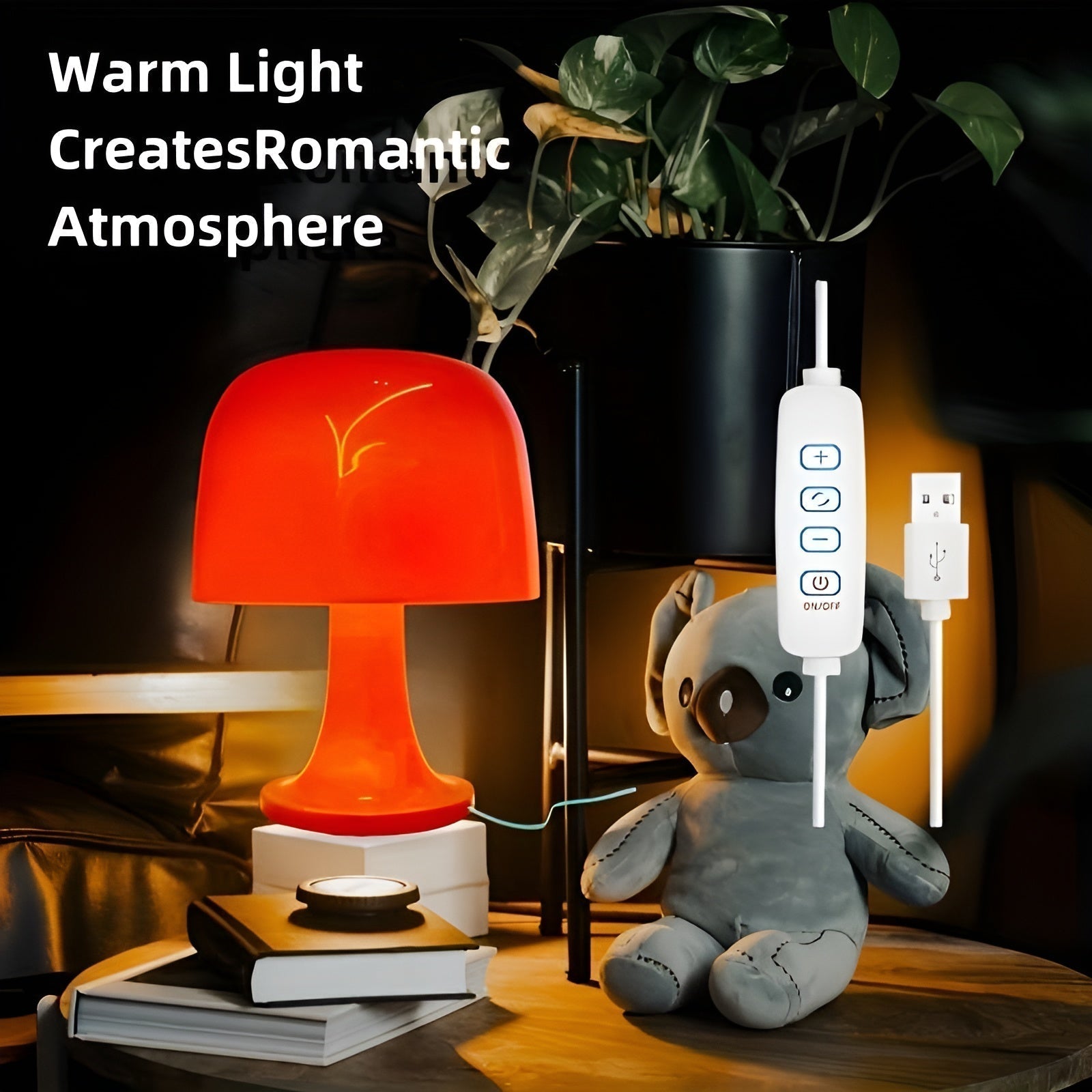 Stylish Vintage Mushroom Lamp - with Dimmable LED & USB Power Supply