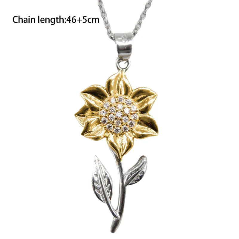 Elegant sunflower necklace in silver gold