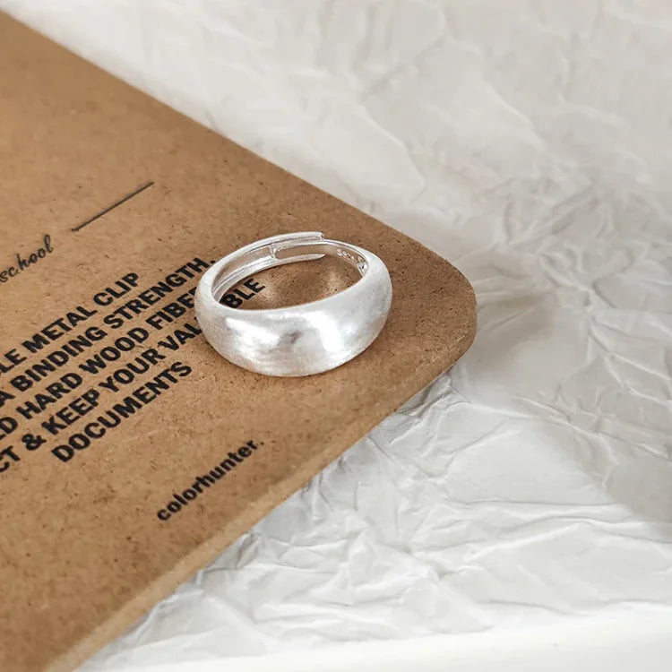 Adjustable Silver Dome Ring - Elegant Nora with Timeless Charm