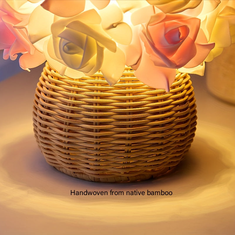 FloraGlow - Luxurious Art Deco Rose Table Lamp with USB