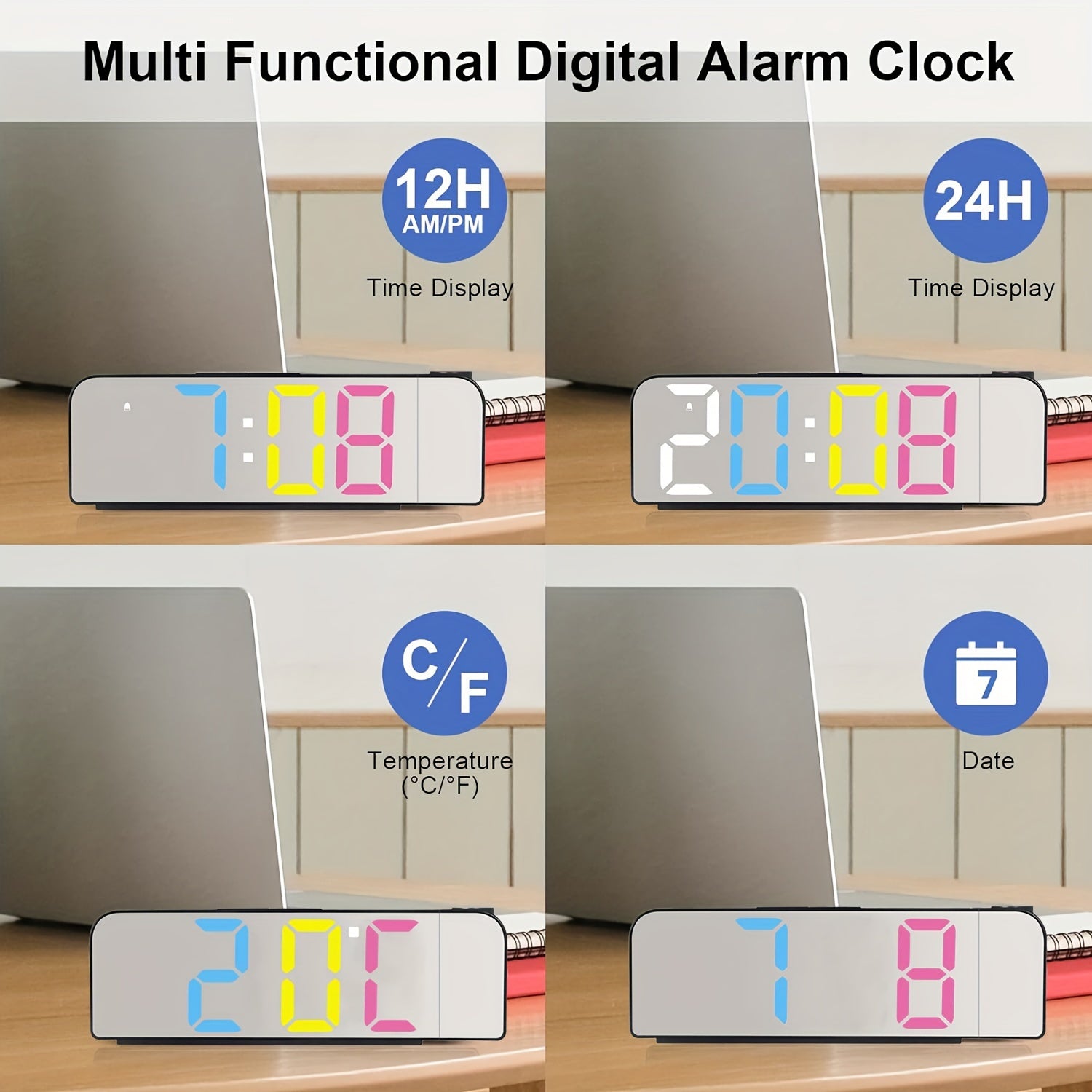 ProjectTime – Stylish Digital LED Alarm Clock with Mirror